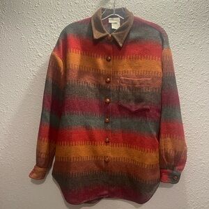 Vintage MODA INTL South Western Long Sleeve Button Down, Wool‎ Blend Flannel.